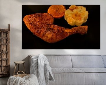 Cuisses de poulet à l'orange avec purée de pommes de terre et de céleri sur Babetts Bildergalerie