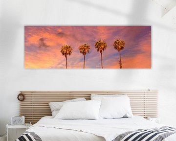 Palm trees sunset | panoramic view by Melanie Viola