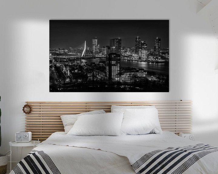 Beispiel: Skyline Rotterdam 2014 Schwarz-Weiß von Mark De Rooij
