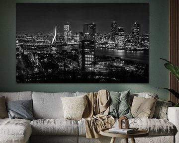 Skyline Rotterdam 2014 Schwarz-Weiß von Mark De Rooij