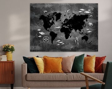 carte du monde vie marine #map sur JBJart Justyna Jaszke