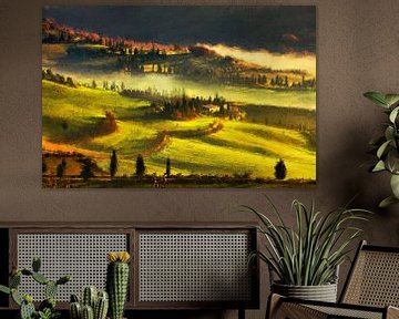 Zonsopkomst in Toscane (schilderij) van Art by Jeronimo