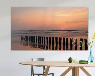 Sunset at a breakwater on Ameland, the Netherlands by Adelheid Smitt