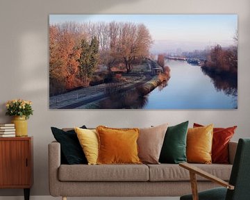 Blick auf den Fluss Dender, Gijzegem, Belgien von Imladris Images