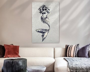 Mermaid painting - beautiful artwork of an underwater princess by Emiel de Lange