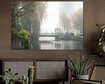 The museum bridge in the fog by Hessel de Jong