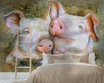 Pig friends van Atelier Paint-Ing