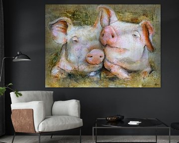 Pig friends van Atelier Paint-Ing