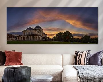 Zonsondergang wolken over Schloss Solitude, Stuttgart van Keith Wilson Photography