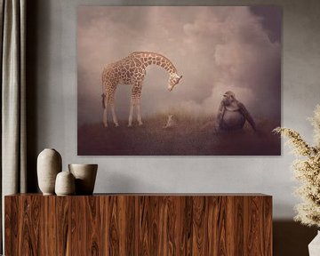 The giraffe, the meerkat and the gorilla by mirka koot
