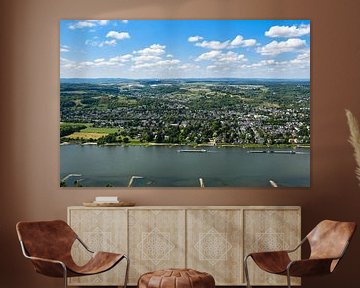 Het uitzicht vanaf Drachenfels op de Rijn en Bonn-Mehlem van David Esser