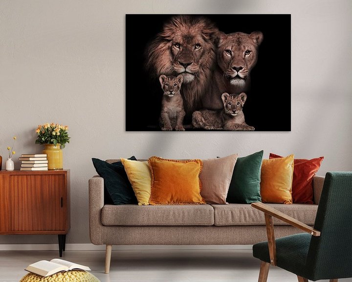 Sfeerimpressie: leeuwen gezin met welpjes van Bert Hooijer