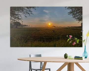 Landschapsfotografie - Zonsopkomst in het Polderlandschap... van Bert v.d. Kraats Fotografie