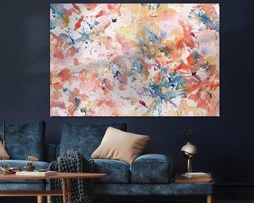 Kleurig abstract waterverf schilderij van Emiel de Lange