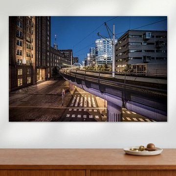 The Beatrixquarter (The Hague) in the evening during the blue hour.