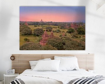 Aerial view of ancient temples in the landscape of Bagan in Myanmar Asia by Eye on You