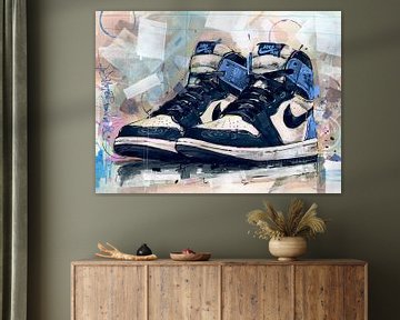 Nike air Jordan 1 Obsidian Blue schilderij van Jos Hoppenbrouwers