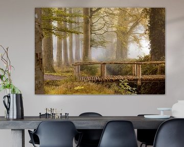 Pont en bois dans la forêt d'automne sur Jenco van Zalk