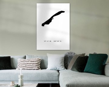 Poster Plattegrond Vlieland - Zwart Wit van Studio Tosca