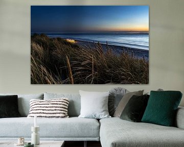 Restaurant de la plage d'Ameland au coucher du soleil sur Marco Linssen