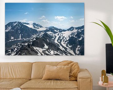 Snowy mountain tops in Les Trois Vallees, France by Christa Stroo photography