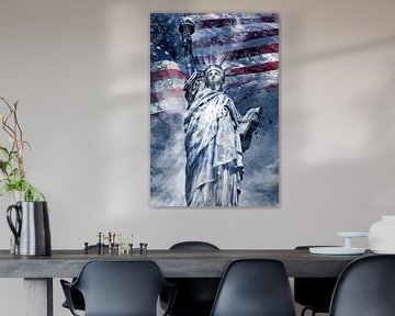 Modern-Art Statue Of Liberty | Blau von Melanie Viola