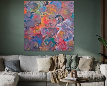 Acryl schilderij kleurrijke cirkels van C. Nass