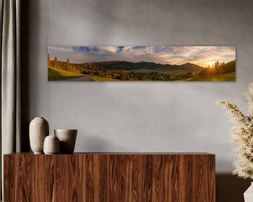 Panorama du coucher de soleil sur Unterammergau