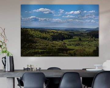 Het uitzicht op het prachtige landschap vanaf de Mäuseberg in Daun in de Eifel van David Esser
