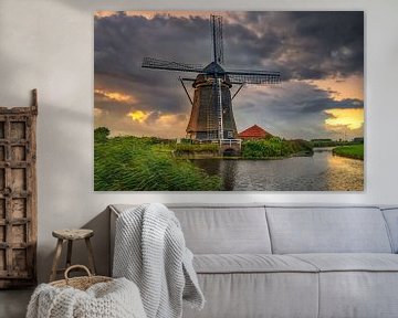 Moulin de Hazerswoude dans le polder sur Björn van den Berg