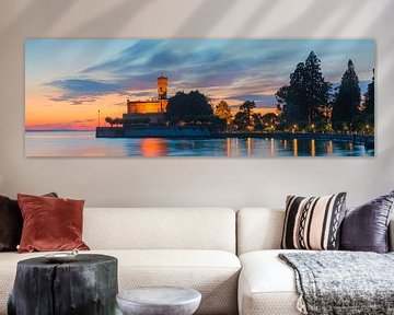 Panoramablick auf den Sonnenuntergang am Schloss Montfort von Henk Meijer Photography