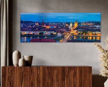 Panorama foto van een avond in Würzburg van Henk Meijer Photography