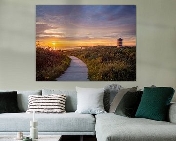 Lighthouses at sunset in Zeeland, Netherlands