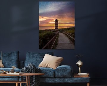 Leuchtturm bei Sonnenuntergang auf Walcheren, Zeeland von Evelien Oerlemans