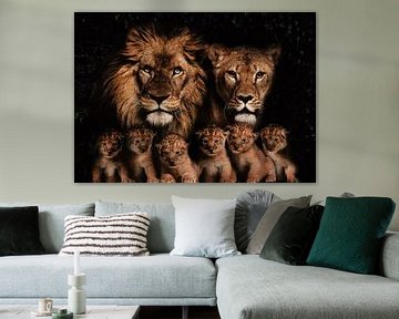 Leeuwen familie met 6 welpen van Bert Hooijer