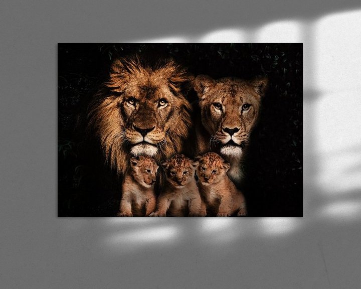 Beispiel: Löwenfamilie mit 3 Jungtieren von Bert Hooijer