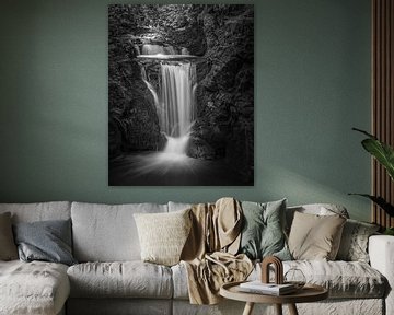Geroldsauer waterfall in black and white