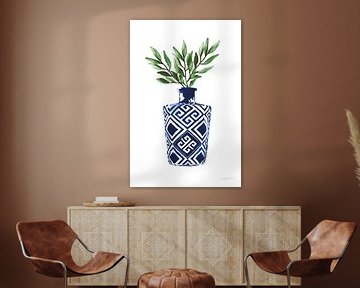 Cobalt Geometric Vases III, Mercedes Lopez Charro
