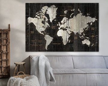 Old World Map Black, Wild Apple Portfolio