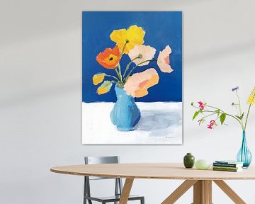 Papavers op blauw, Pamela Munger