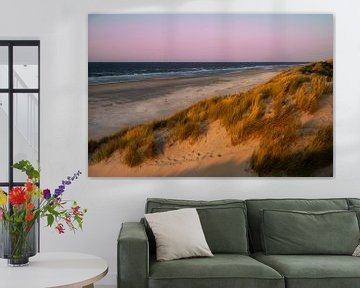Dunes et Ameland de la mer du Nord dans la lumière dorée sur Martien Hoogebeen Fotografie
