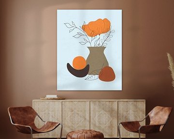 Minimalistisches Stilleben mit einer orangefarbenen Blume von Tanja Udelhofen