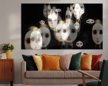 Illustration artistique en 3D de visages de femmes sur 3QuarksMedia