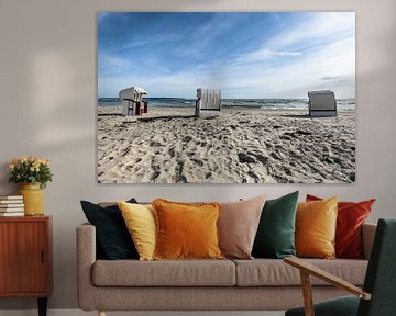drei weiße Strandkörbe, Prora, Insel Rügen von GH Foto & Artdesign