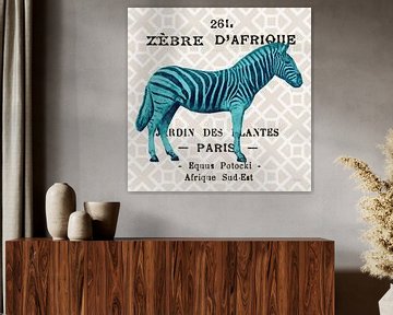 Heldere safari zebra op taupe, Sue Schlabach