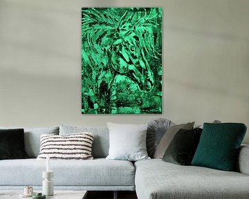 Cheval Spirit vert moderne sur Kathleen Artist Fine Art