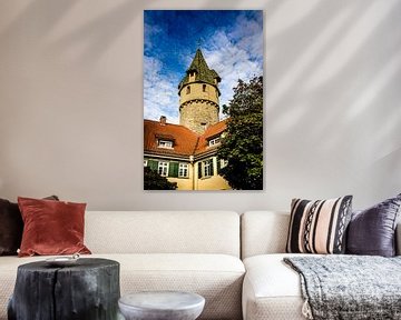 Grüner Turm in der altstadt von Ravensburg in Oberschwaben