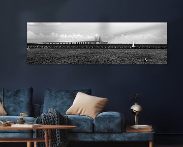 Öresund Bridge (wide screen photo . monochrome) by Norbert Sülzner