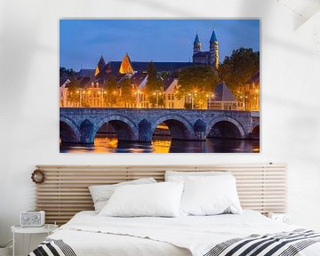 Coucher de soleil sur le pont Saint Servatius à Maastricht sur Henk Meijer Photography