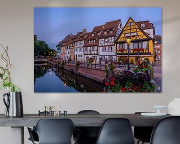 Colmar France during evening,Petite Venice, water canal, and traditional half timbered houses van Fokke Baarssen